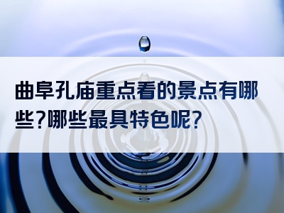 曲阜孔庙重点看的景点有哪些？哪些最具特色呢？