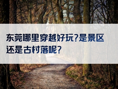 东莞哪里穿越好玩？是景区还是古村落呢？