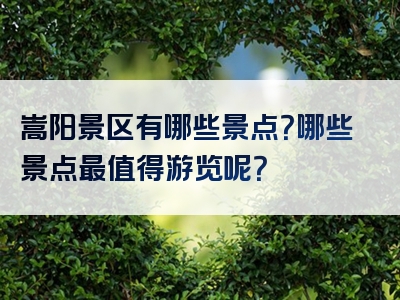 嵩阳景区有哪些景点？哪些景点最值得游览呢？