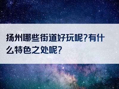扬州哪些街道好玩呢？有什么特色之处呢？