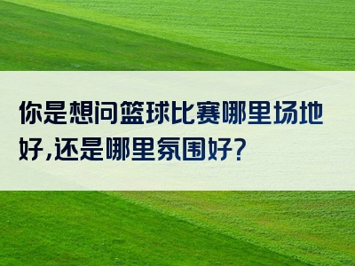 你是想问篮球比赛哪里场地好，还是哪里氛围好？