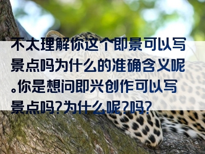 不太理解你这个即景可以写景点吗为什么的准确含义呢。你是想问即兴创作可以写景点吗？为什么呢？吗？