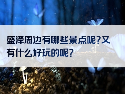 盛泽周边有哪些景点呢？又有什么好玩的呢？