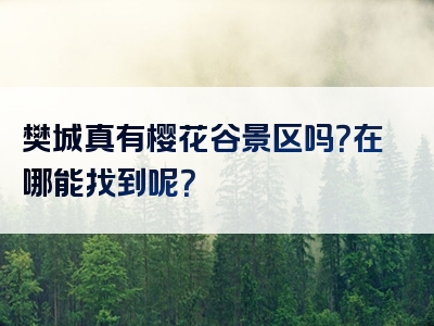 樊城真有樱花谷景区吗？在哪能找到呢？