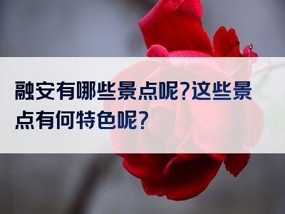 融安有哪些景点呢？这些景点有何特色呢？