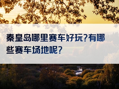 秦皇岛哪里赛车好玩？有哪些赛车场地呢？