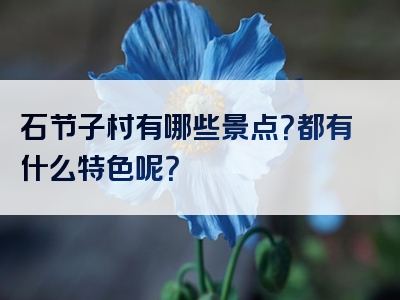 石节子村有哪些景点？都有什么特色呢？