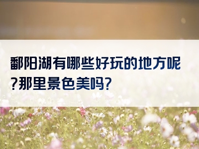 鄱阳湖有哪些好玩的地方呢？那里景色美吗？