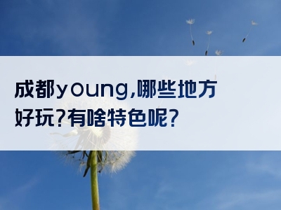 成都young，哪些地方好玩？有啥特色呢？