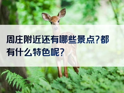 周庄附近还有哪些景点？都有什么特色呢？