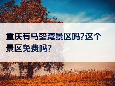 重庆有马銮湾景区吗？这个景区免费吗？