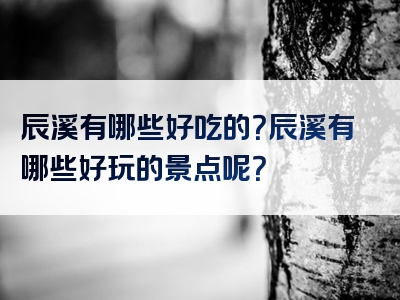 辰溪有哪些好吃的？辰溪有哪些好玩的景点呢？