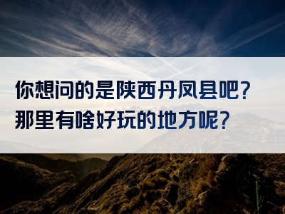 你想问的是陕西丹凤县吧？那里有啥好玩的地方呢？