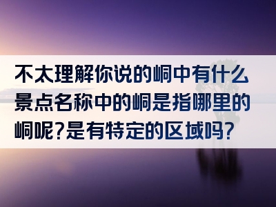 不太理解你说的峒中有什么景点名称中的峒是指哪里的峒呢？是有特定的区域吗？