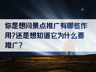 你是想问景点推广有哪些作用？还是想知道它为什么要推广？
