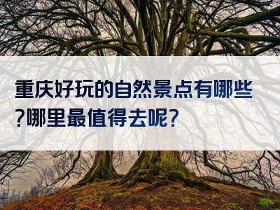 重庆好玩的自然景点有哪些？哪里最值得去呢？
