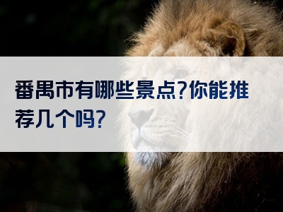 番禺市有哪些景点？你能推荐几个吗？