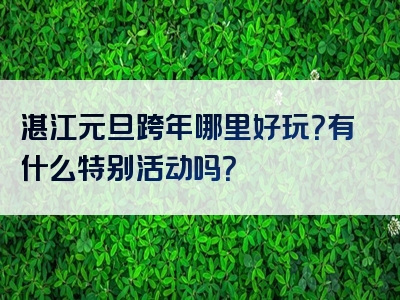 湛江元旦跨年哪里好玩？有什么特别活动吗？