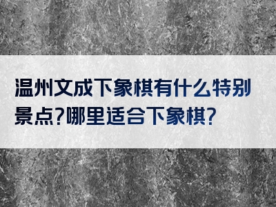 温州文成下象棋有什么特别景点？哪里适合下象棋？