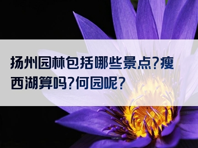 扬州园林包括哪些景点？瘦西湖算吗？何园呢？