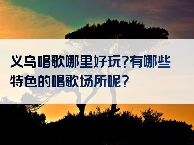 义乌唱歌哪里好玩？有哪些特色的唱歌场所呢？