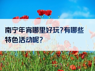 南宁年宵哪里好玩？有哪些特色活动呢？