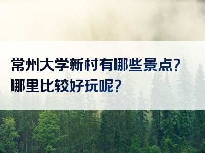 常州大学新村有哪些景点？哪里比较好玩呢？