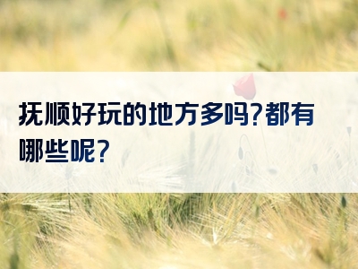 抚顺好玩的地方多吗？都有哪些呢？