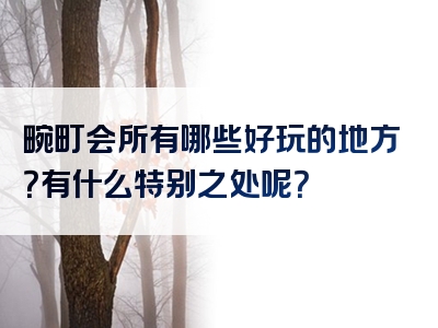 畹町会所有哪些好玩的地方？有什么特别之处呢？