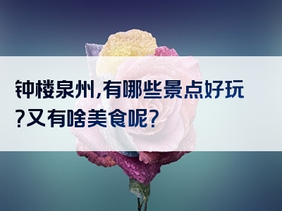 钟楼泉州，有哪些景点好玩？又有啥美食呢？