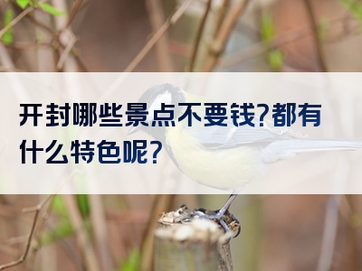 开封哪些景点不要钱？都有什么特色呢？