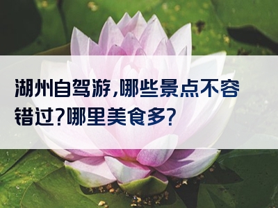 湖州自驾游，哪些景点不容错过？哪里美食多？