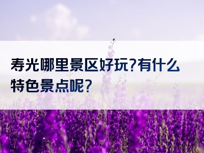 寿光哪里景区好玩？有什么特色景点呢？