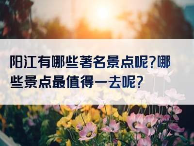 阳江有哪些著名景点呢？哪些景点最值得一去呢？