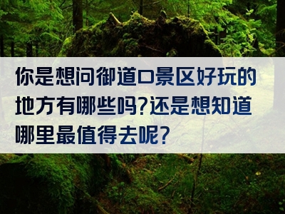 你是想问御道口景区好玩的地方有哪些吗？还是想知道哪里最值得去呢？