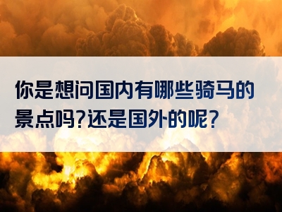 你是想问国内有哪些骑马的景点吗？还是国外的呢？