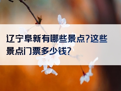 辽宁阜新有哪些景点？这些景点门票多少钱？