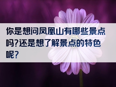 你是想问凤凰山有哪些景点吗？还是想了解景点的特色呢？