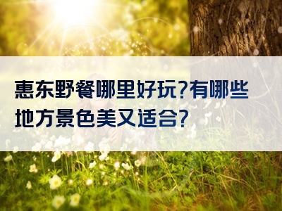 惠东野餐哪里好玩？有哪些地方景色美又适合？