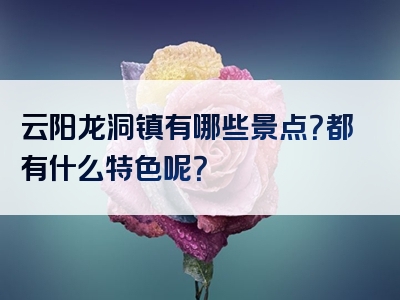 云阳龙洞镇有哪些景点？都有什么特色呢？
