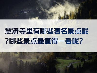 慧济寺里有哪些著名景点呢？哪些景点最值得一看呢？