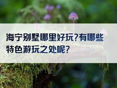 海宁别墅哪里好玩？有哪些特色游玩之处呢？