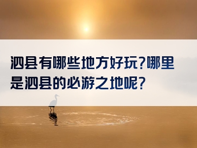 泗县有哪些地方好玩？哪里是泗县的必游之地呢？