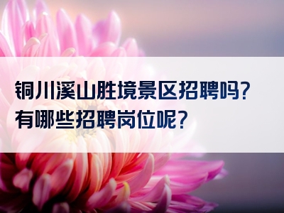 铜川溪山胜境景区招聘吗？有哪些招聘岗位呢？