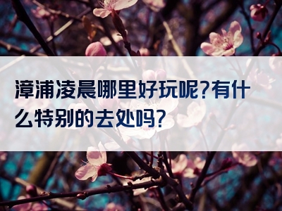 漳浦凌晨哪里好玩呢？有什么特别的去处吗？