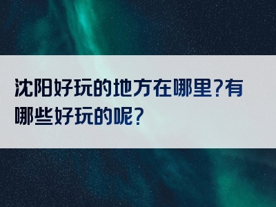 沈阳好玩的地方在哪里？有哪些好玩的呢？