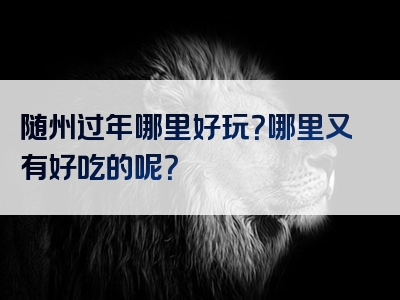 随州过年哪里好玩？哪里又有好吃的呢？