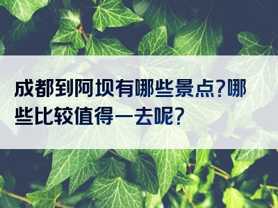 成都到阿坝有哪些景点？哪些比较值得一去呢？