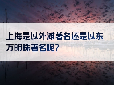 上海是以外滩著名还是以东方明珠著名呢？