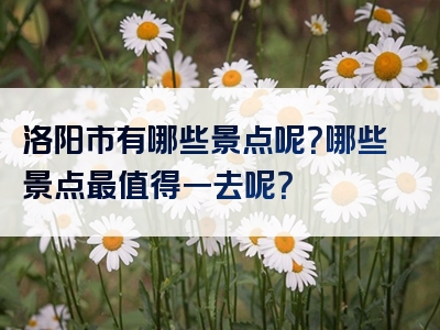 洛阳市有哪些景点呢？哪些景点最值得一去呢？